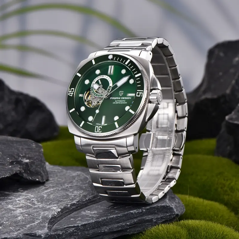 Pagani Design Open Heart Diver's 200M Green Dial Men's Watch-  PD-1736